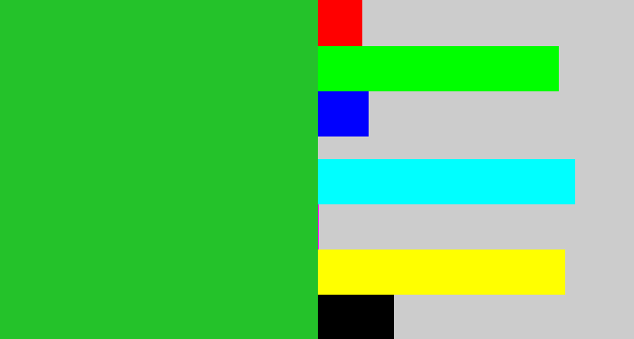 Hex color #24c22a - green