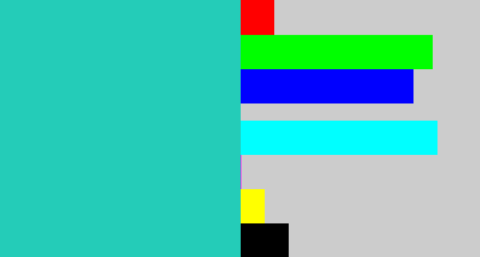 Hex color #24ccb8 - tealish