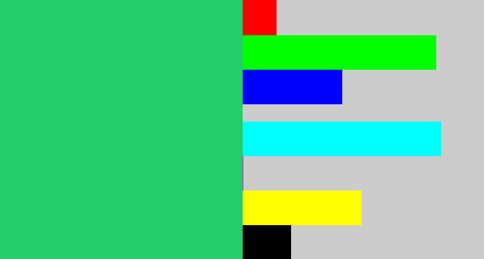 Hex color #24cd69 - algae green