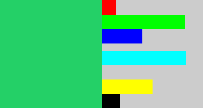 Hex color #24d067 - algae green