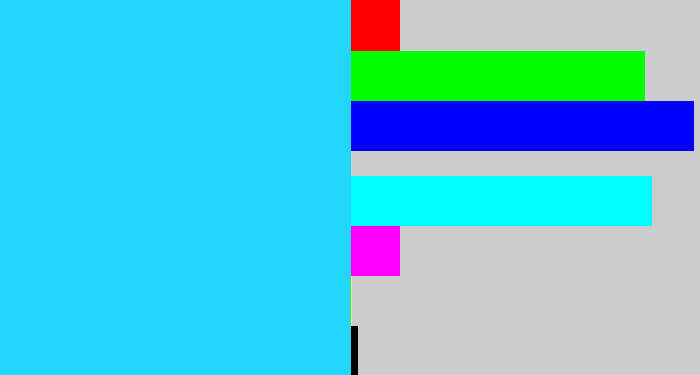 Hex color #24d6fa - neon blue