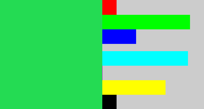 Hex color #24db53 - bright light green