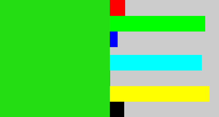 Hex color #24de13 - vivid green