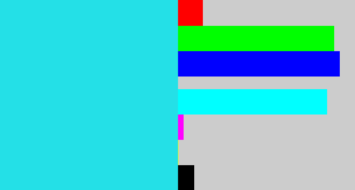 Hex color #24e0e7 - bright light blue