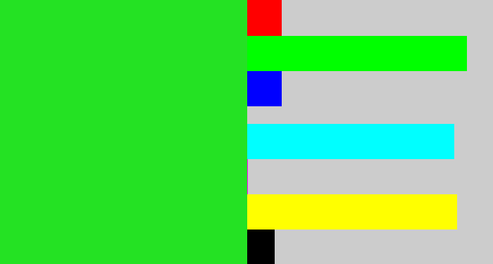 Hex color #24e223 - vivid green