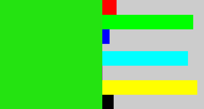 Hex color #24e311 - vivid green
