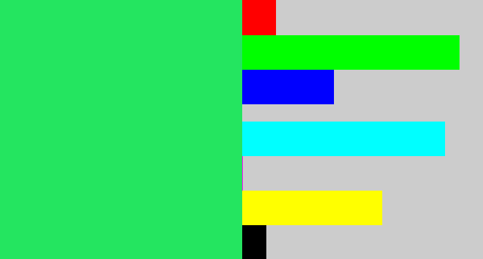 Hex color #24e560 - bright light green