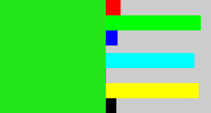 Hex color #24e61b - vivid green