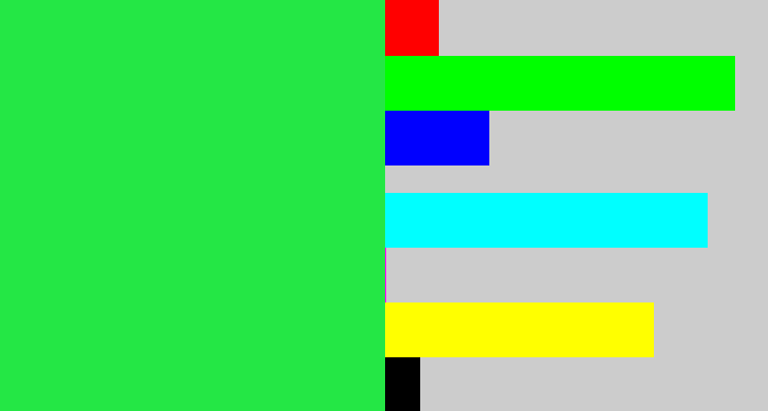 Hex color #24e745 - bright light green