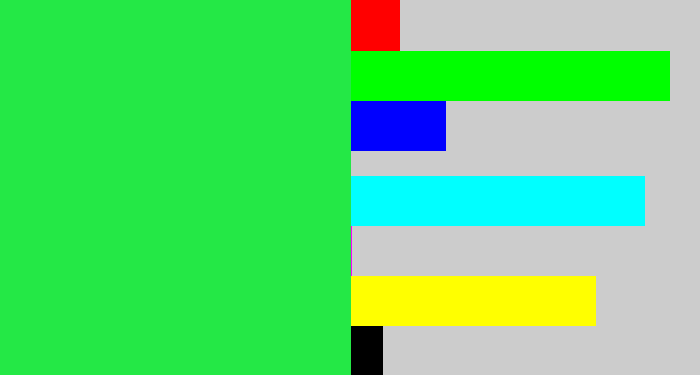 Hex color #24e846 - bright light green