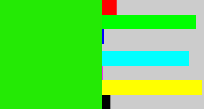 Hex color #24ea05 - vivid green