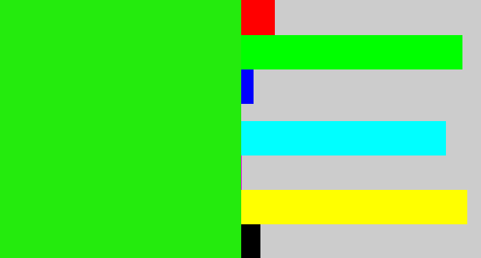 Hex color #24eb0d - vivid green