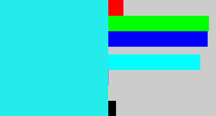 Hex color #24eceb - bright light blue