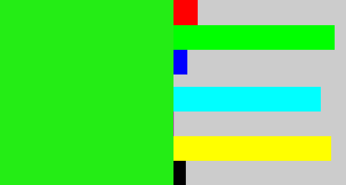 Hex color #24ed15 - vivid green