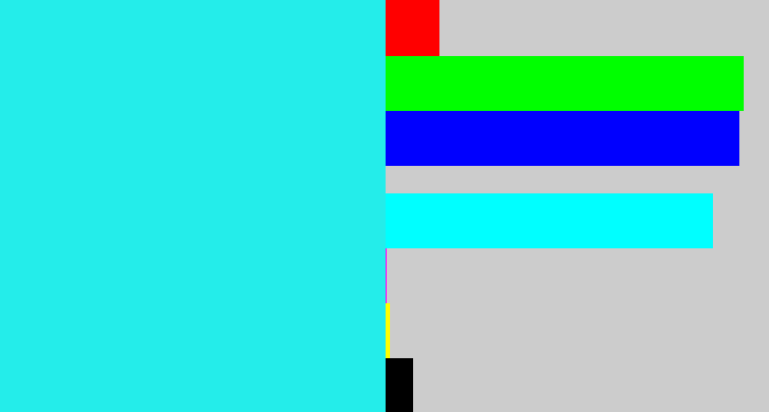 Hex color #24edea - bright light blue