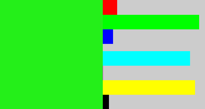 Hex color #24ef19 - vivid green