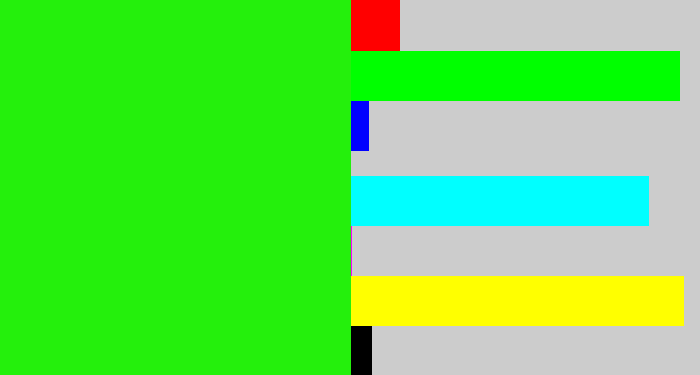Hex color #24f00c - vivid green