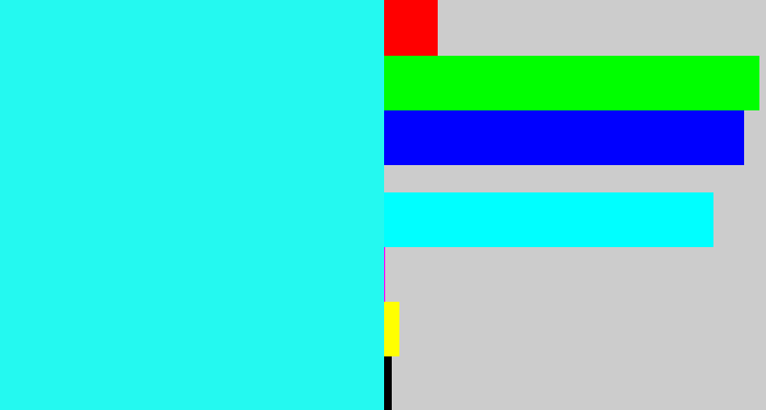 Hex color #24f9f0 - bright light blue