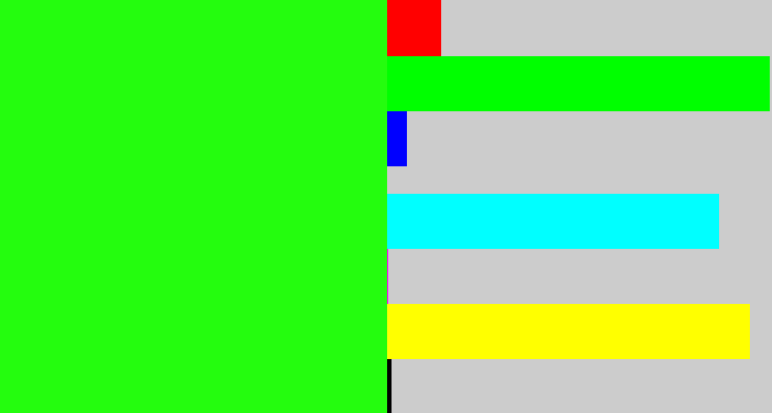 Hex color #24fd0e - electric green