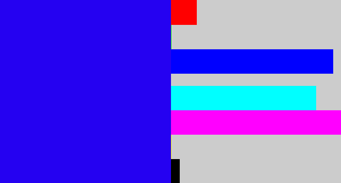 Hex color #2501f1 - ultramarine blue