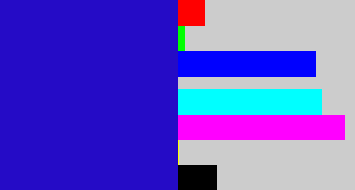 Hex color #250bc6 - ultramarine