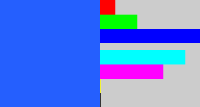Hex color #255ffe - azul