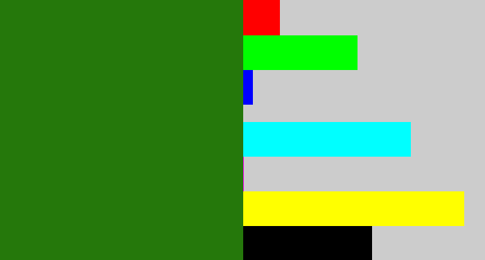 Hex color #25780b - tree green
