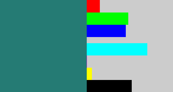 Hex color #257b74 - blue green