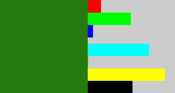 Hex color #257c0f - tree green