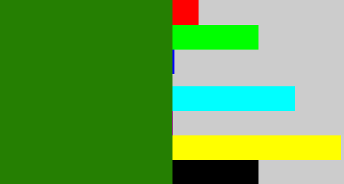 Hex color #257f02 - dark grass green