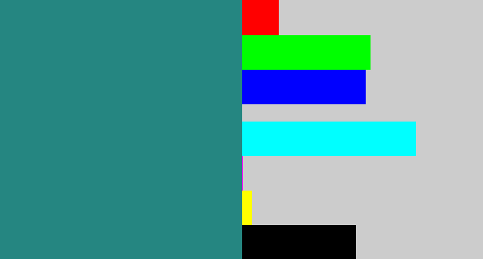 Hex color #258681 - greenish blue