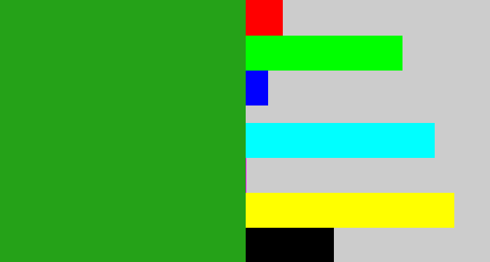 Hex color #25a218 - green