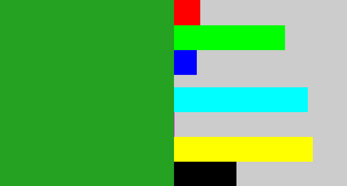 Hex color #25a221 - green