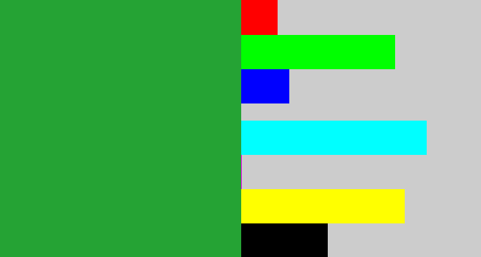Hex color #25a334 - medium green