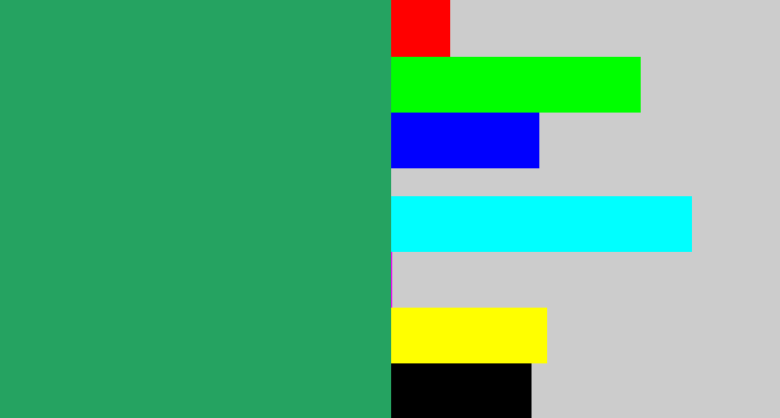 Hex color #25a361 - teal green