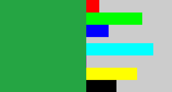 Hex color #25a543 - medium green
