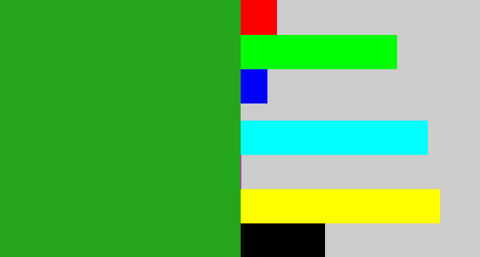 Hex color #25a61c - green