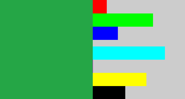 Hex color #25a646 - medium green