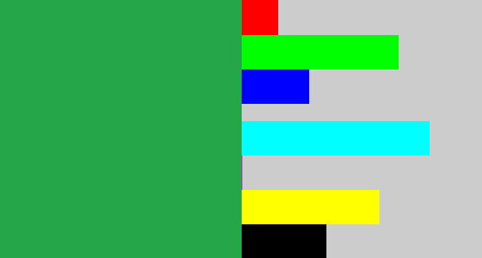 Hex color #25a648 - medium green