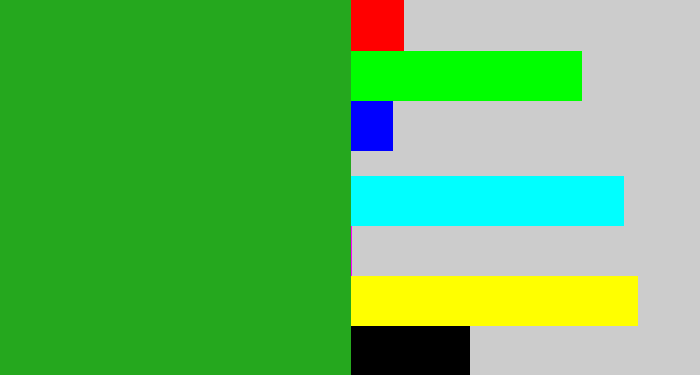 Hex color #25a81e - green