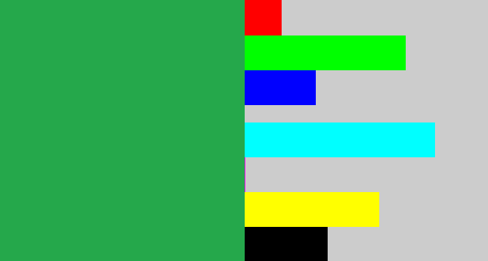 Hex color #25a84b - medium green