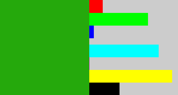 Hex color #25a90c - green