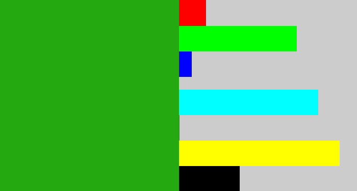 Hex color #25a911 - green
