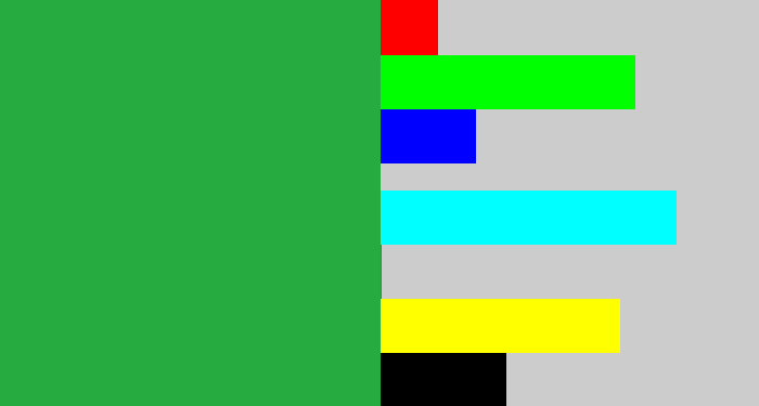 Hex color #25ab40 - medium green