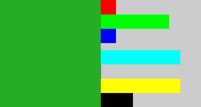 Hex color #25ad25 - green
