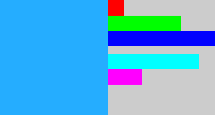 Hex color #25adff - azure
