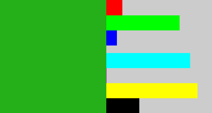 Hex color #25af19 - green