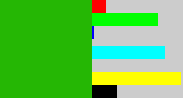 Hex color #25b704 - green