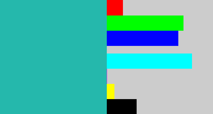 Hex color #25b8ac - tealish