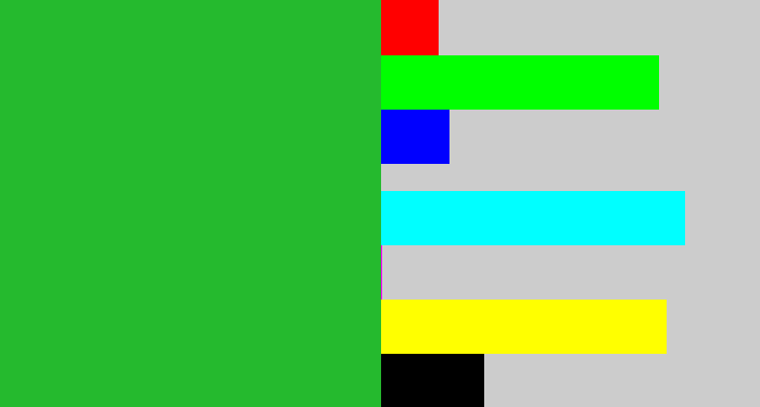 Hex color #25ba2e - green